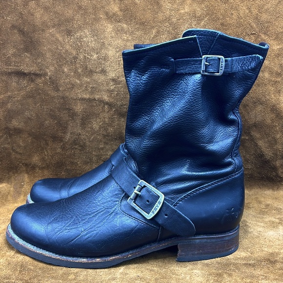 Frye Black Leather Engineer Style Boots - Picture 1 of 10